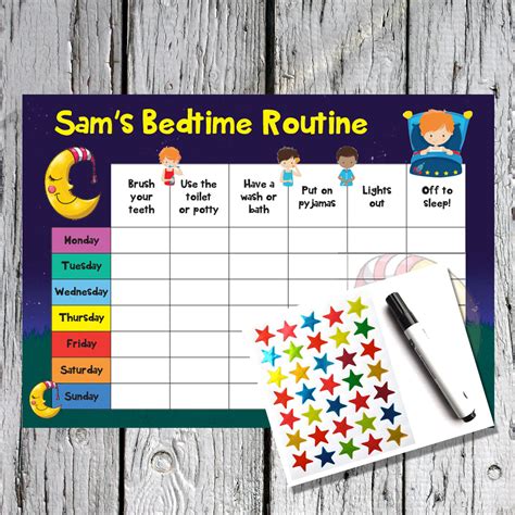 Bedtime Routine A4 Reward Chart Rewarding Designs