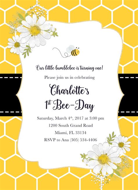Bee Invitation Template Free