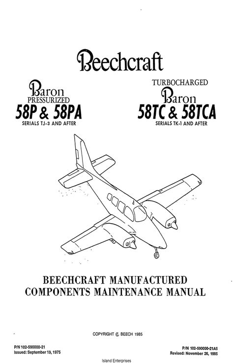 Beechcraft baron 58p 58pa 58tc 58tca maintenance manual. - Osservazioni al progetto preliminare del codice di procedure civile.