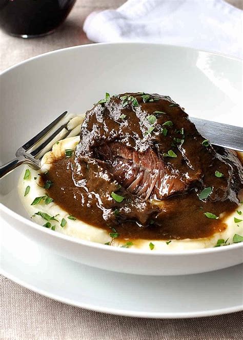 Beef cheek. 1. Preheat the oven to 140°C/gas mark 1. 2. Trim the outside sinew from the beef cheeks and sear in a hot pan with oil to caramelise. 2 beef cheeks, large. oil. 3. Add the other ingredients, cover with parchment paper and tin foil and cook in the oven for 3 hours, until just tender. 1 1/4 pint of bitter. 