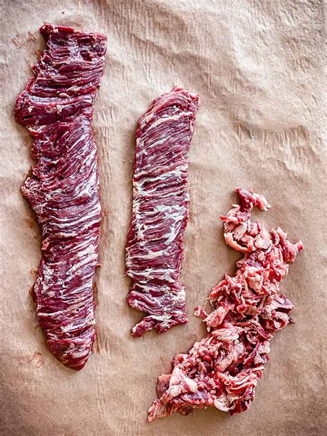 Beef inside skirt steak. Sep 19, 2022 ... Skirt steak is cut from the plate section of the cow, situated under the well-marbled rib. But be advised that there are two types: inside skirt ... 