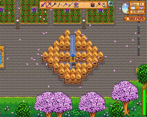 Beehouse layout stardew. This is my beehive setup. According to the online planner tool, all of these beehives should be within range of the single space for the flower. However, the left-most hive on both the top and bottom rows do not produce the flower honey. I'm not sure if this is a bug or not, but I've been too lazy to do anything about it, and have been ... 