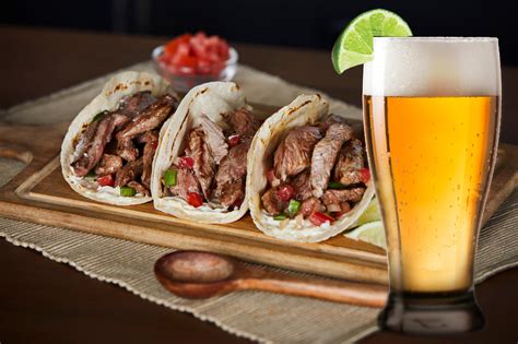 Beer and tacos. Heat the olive oil in a large heavy based pot over high heat. Add the beef (in batches if necessary) and brown well on all sides. Remove onto a plate. Turn the stove down to medium. If the pot looks dry, add more olive oil. Add the garlic and onion and cook for 3 minutes until soft. 