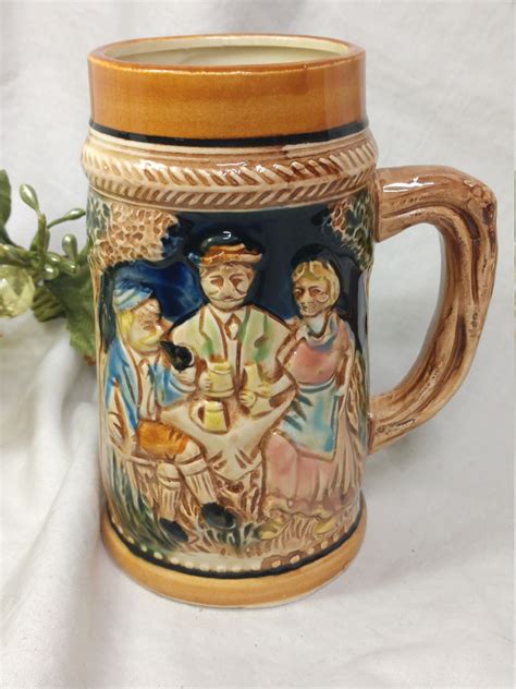  Vintage German Style Ceramic Beer Stein with Lid. (592) $25.07. $29.50 (15% off) FREE shipping. Add to cart. Vintage BEER STEINS, Your Choice! Musical Beer Stein Made in Japan Or BMF Bierseidel Milk Glass Stein with Deer Hunting Images, Collectible! (1.4k) . 