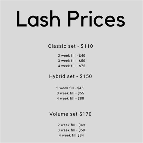 Beginner Eyelash Extensions Price List