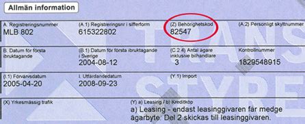 Behörighetskod utan registreringsbevis