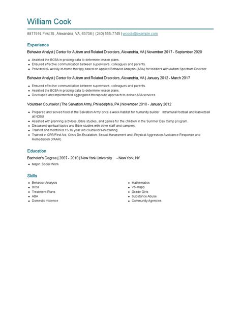 Behavior Analyst Resume Examples and Tips Zippia