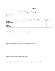 Behavior Change Weekly Log Sheet #6.pdf - Name: Efrain...