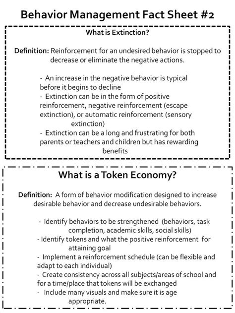 Behavior Management Fact Sheet 2 Extinction and Token Economies