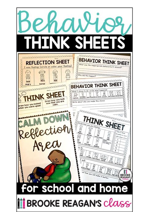 Behavior Reflection Sheets For Home (Calm Down Think Sheets) in 2020
