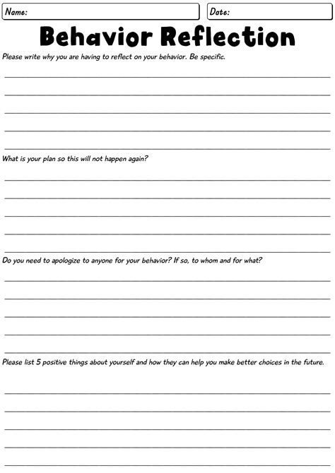 Behavior Reflection Worksheets & Facts Definition, Expression