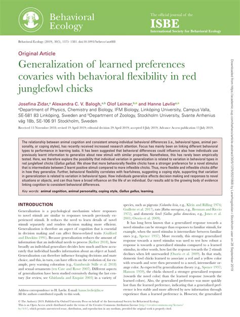 Behavioral ISBE Ecology - ResearchGate