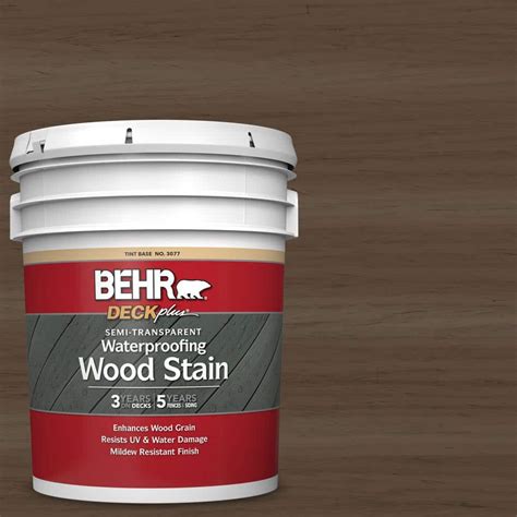 Behr tugboat stain. 1 gal. #SC-111 Wood Chip Solid Color House and Fence Exterior Wood Stain: 1 gal. #SC-105 Padre Brown Solid Color House and Fence Exterior Wood Stain: 1 gal. #N250-6 Split Rail Solid Color House and Fence Exterior Wood Stain: 1 gal. #PFC-25 Dark Walnut Solid Color House and Fence Exterior Wood Stain: Price $ 
