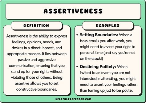 Being assertive meaning. 19 oct 2021 ... To be assertive means to be open and honest about our wants and ... Confidence doesn't necessarily mean being overly direct, though, says Walfish. 