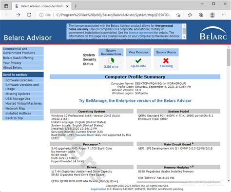 Belarc Advisor for Windows