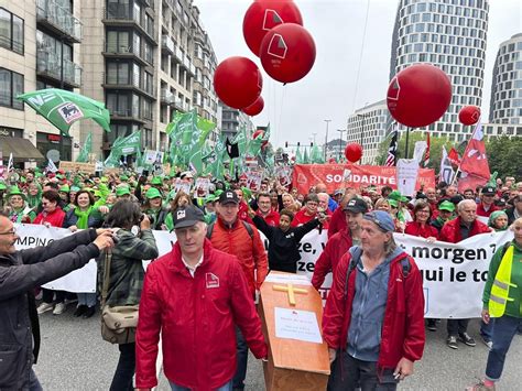 Belgian unions demonstrate in Brussels to demand better worker protection