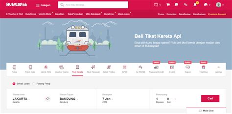 Beli tiket kereta di bukalapak