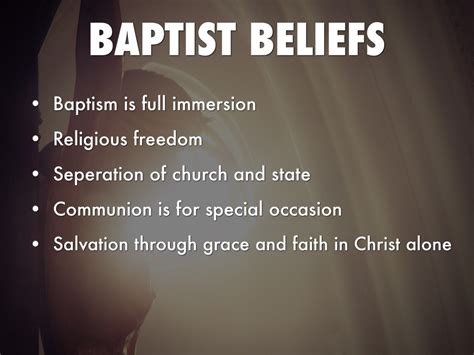 Beliefs of baptists religion. Baptists believe in religious liberty for all persons. For all that, Calvin remains the most formative theological influence in the development of the Baptist tradition. 