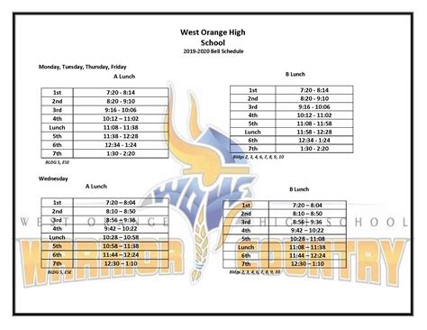 Bell Schedule - West Orange High School