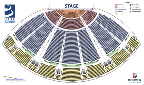 Bellco theatre seating chart. With a seating capacity of 1016, spread across the orchestra, mezzanine, and standing row, the Belasco is a relatively smaller theater. The orchestra section has 505 seats in total, with seats between row B to F offering the best view of the stage. The elevated, front mezzanine is relatively smaller, with a seat count of 289. 