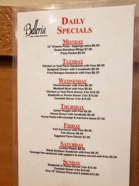 Belleria struthers. Belleria Pizza - Struthers. May 31, 2022 ·. ** Tuesday Specials ** - Dine In or Carry Out. Good Morning Everyone!! ~ Lunch or Dinner. Chicken or Veal Parm … 
