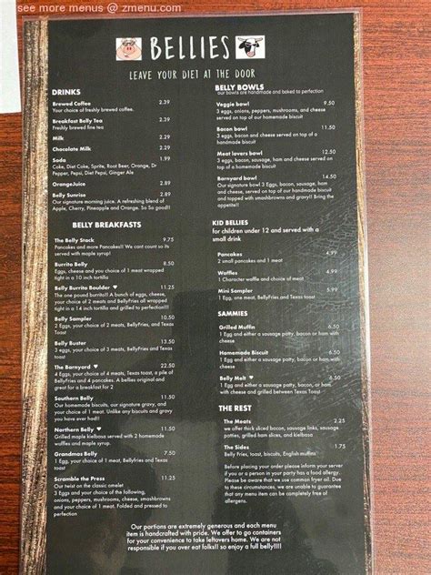 View the Menu of Bellies Breakfast Barnyard in 109 Masonic Home Rd, Charlton, MA. Share it with friends or find your next meal. A different kind of breakfast and lunch place!!. 
