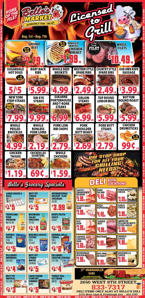 Bellos weekly ad erie pa. Holten's Chophouse. Smashed Sliders. Amounteach Current Price$6.99 * Quantity 1.5 lb. Jimmy Dean. Sausage, Egg & Cheese Biscuit Roll Ups. Amounteach Current Price$6.98 * Quantity 12.8 oz. Jonny Pops. Organic Watermelon or Red White Boom Ice Pops. Amounteach Current Price$4.98 * Quantity 9.25 fl oz. 