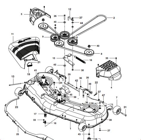 Husqvarna YTH24V54 - 96043018800 (2013-09) Exploded View parts lookup by model. ... Found on Diagram: MOWER DECK / CUTTING DECK; 532199298 . DECK.SVC.54 .5GWB.GRE. Options Add to Cart. 532196066 . Left Hand Mandrel Cover. ... Idler Belt Keeper. Options Add to Cart. 874490736 . Bolt. Options Add to Cart. 596337801. BOLT CARRIAGE BOLT 3.. 