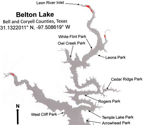 Belton Lake Map