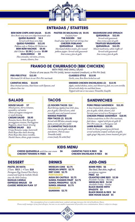 Bem bom on corrine menu. Apr 3, 2019 · With the opening of Bem Bom on Corrine, another of Orlando's amazing food trucks goes brick and mortar, much to the delight of Chef Chico fans around the metro. With Portuguese (Piri Piri!) and Mexican delights populating its early menu, it's doubtless more creativity will come, but for now, delicious wine and craft beer, vibrant live music and delicacies from Portuguese sausage to queso ... 