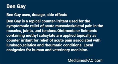 Ben Gay Uses, Side Effects & Warnings