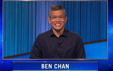 Ben Chan is a philosophy professor at St. Norbert College in De Pere, Wisconsin. He made his debut on Wednesday, April 12, 2023, and won in a lock game despite dropping $7,000 on an early Daily Double. After winning the rest of the week (with all runaways) he was absent from the episode on April 17, which it was later revealed was a result of Ben …. 