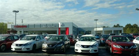 Ben mynatt nissan salisbury nc. Buy or lease a new Nissan vehicle in Salisbury, NC at Ben Mynatt Nissan. Our dealership has an extensive inventory and financing options to get you into a new car! SKIP NAVIGATION. Sales: (704) 630-7289 Service & Parts: (704) 912-5643. 629 Jake Alexander Blvd S., Salisbury, NC 28147 Sales: 8:30 - 8 • Service: 7:30 - 6. Select Language 