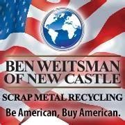 Ben Weitsman of Allegany, Scrap Metal Yard in Allegany, New York. Current Scrap Metal Prices; Scrap Metal Scrap Price Updated Price Date; Copper National Average: ... Reported Scrap Prices For Ben Weitsman of Allegany View Prices. Stainless Steel: $0.32/ lb: Tin: $148.50/ ton: Shreddable Steel: $138.33/ ton: Aluminum Siding: $0.40/ lb: Aluminum ...