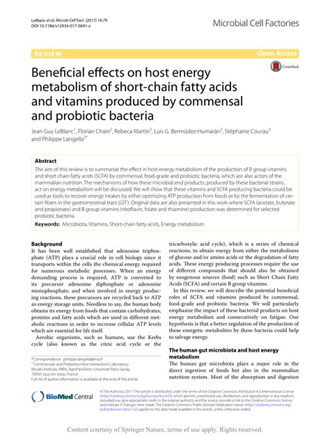 Beneficial effects on host energy metabolism of short-chain ... - PubMed