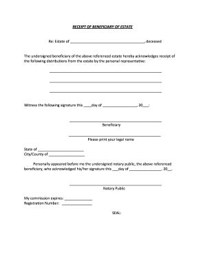 Beneficiary Receipt and Release Form Last will and testament