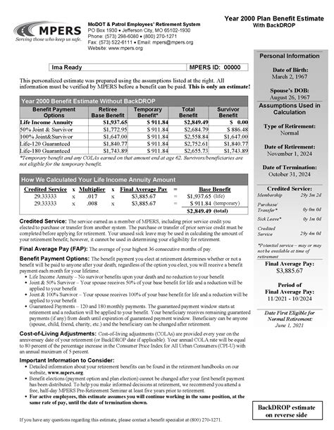 Benefit Estimator Tool MoDOT & Patrol Employees