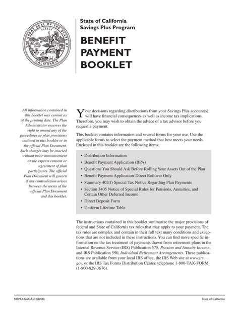 Benefit Payment Booklet