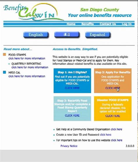 Public Benefits - Planning, Assistance. Welcome, This website is a fast and easy way for California residents to learn about and apply for medical, food, and cash assistance programs. MyBenefits CalWIN also provides ongoing access to secure and private benefit information. Select a topic below to get started or sign in to your account.