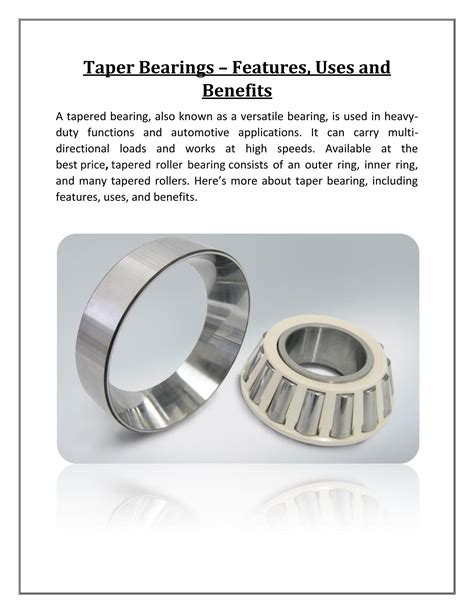 Benefits of Tapered Roller Bearings