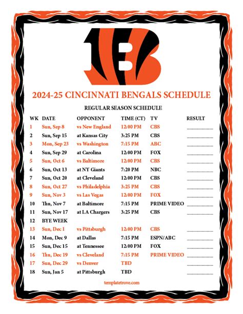 Bengals’ 2024 Schedule Announced; Single-Game