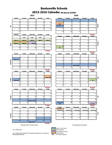 Bentonville Public Schools Calendar 2024 and 2024