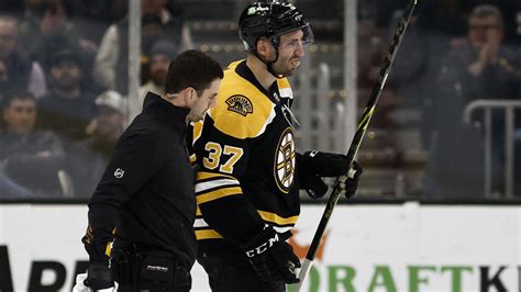 Bergeron returns to practice rink after missing first four games of Bruins-Panthers playoffs series