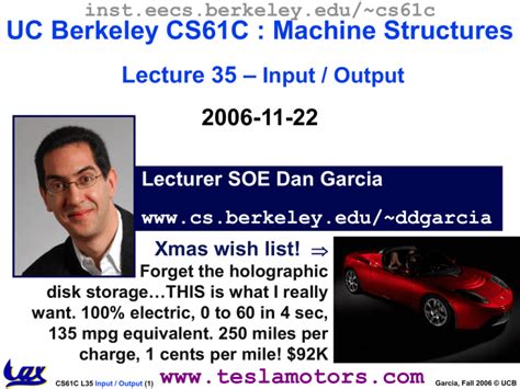 Berkeley cs61c. inst.eecs.berkeley.edu/~cs61c CS61C : Machine Structures Lecture #20 Introduction to Pipelined Execution, pt II 2005-11-09 There is one handout today at the front and back of the room! History!s worst SW bugs!! How does your Proj1 Peg Solitaire bug compares to the top 10 worst bugs of all time? How many can 