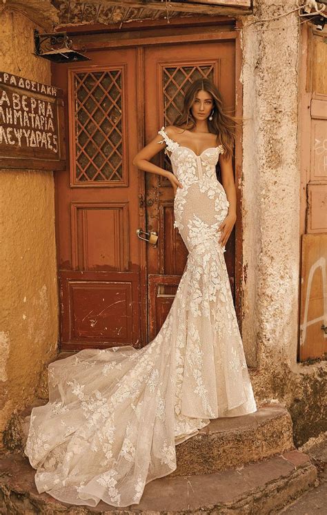 Berta bridal. Berta is an Israeli designer and part of our Luxury Bridal Collection. Her style of design is famous for bold, sexy and modern fit that incorporates vintage materials and retro styles. At Luxe Redux, shopping online with us is like a Berta bridal sample sale year-round! 