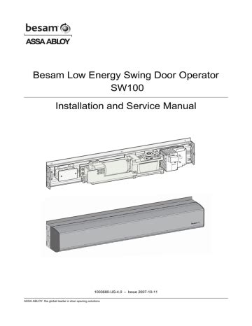 Besam sw100 auto operator installation manual. - Life with unix a guide for everyone.