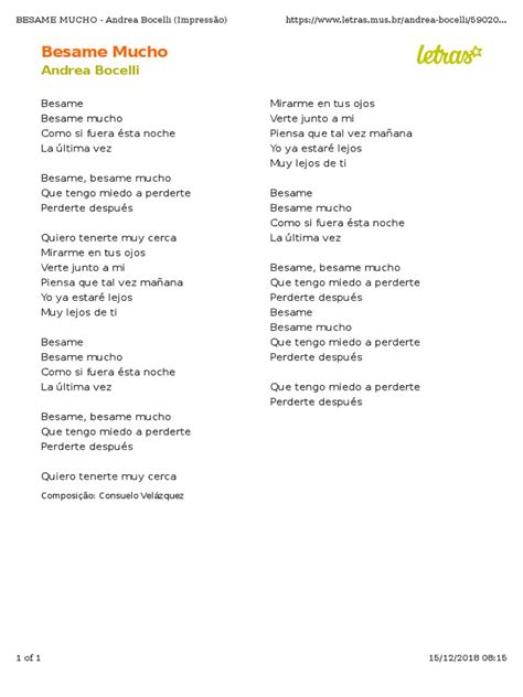 Besame mucho letra demi. .  ...