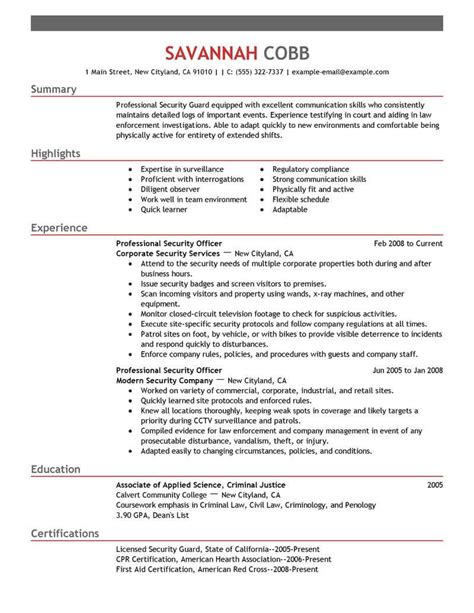 Best Club Security Officer Resume Examples Safety LiveCareer