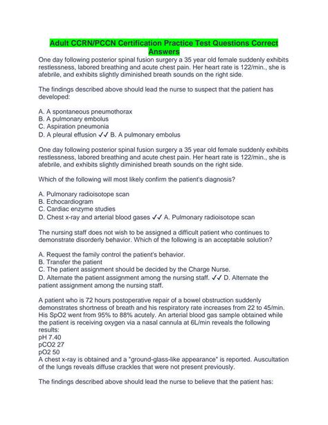 Best Free CCRN Adult Practice Test!