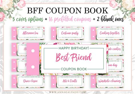 Best Friends Gift Coupon Book Printable Coupons Birthday Etsy